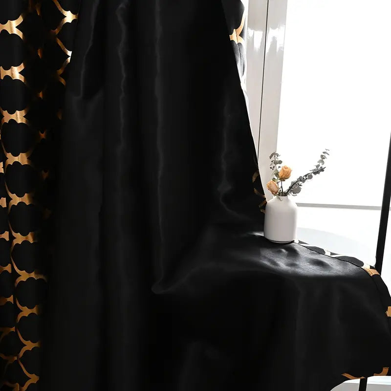 Bronzing Black Curtain Panel for Home Decor and Blackout