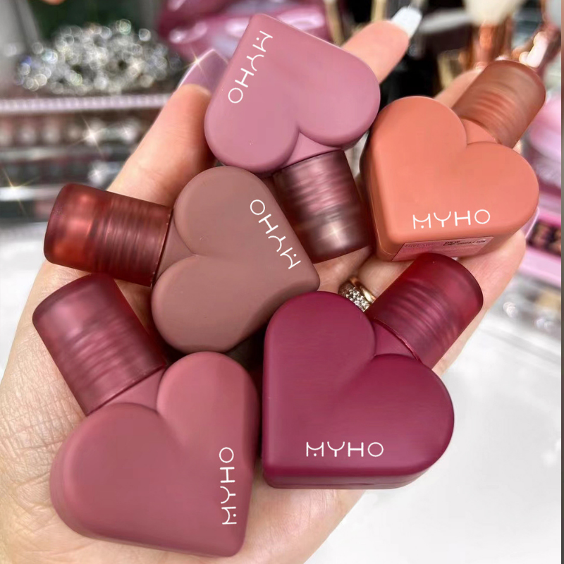 5 Colors Velvet Matte Waterproof Heart Shape Lip Gloss